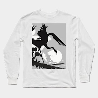 Flamingo Shadow Silhouette Anime Style Collection No. 139 Long Sleeve T-Shirt